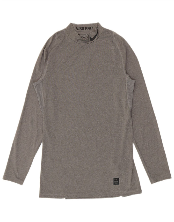 Nike - Camiseta gráfica para hombre, manga larga, poliéster gris grande