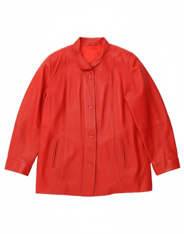Vintage mujer chaqueta de cuero Reino Unido 16 cuero rojo grande
