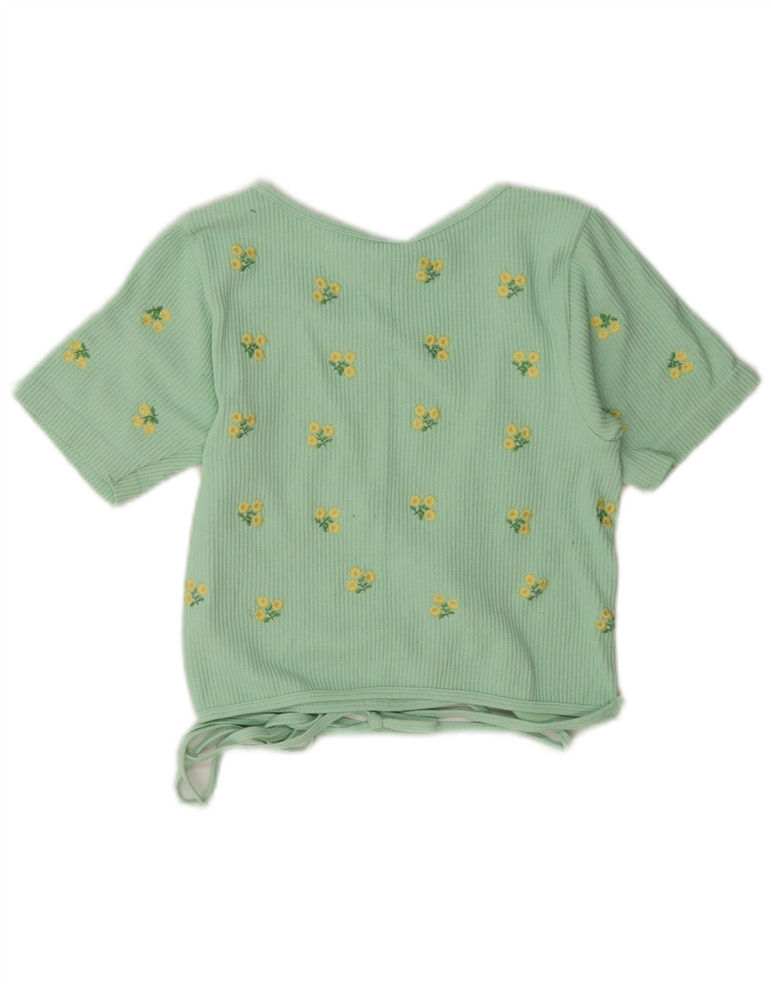 Zara Mujer Cárdigan Cruzado Top UK 42 Poliamida Floral Verde Medio