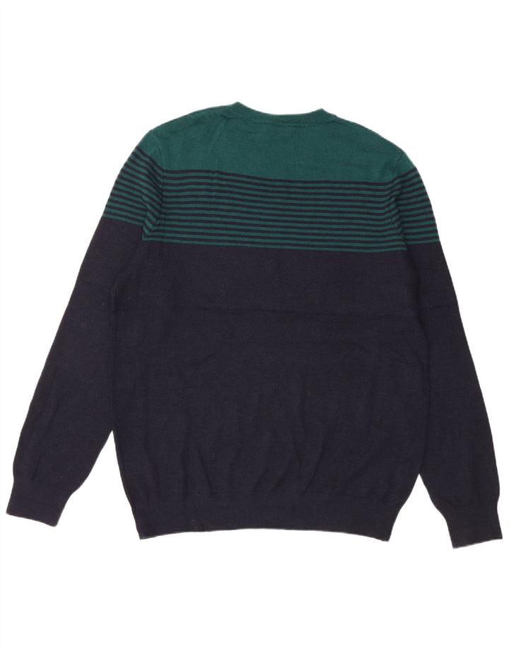 Jaeger Jersey De Cuello Redondo Para Hombre De Lana Color Block Azul Marino Grande
