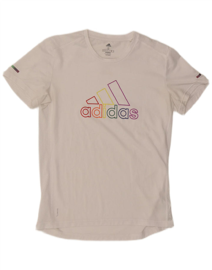 Adidas Hombre Running Graphic T-Shirt Top Medio Blanco Poliéster