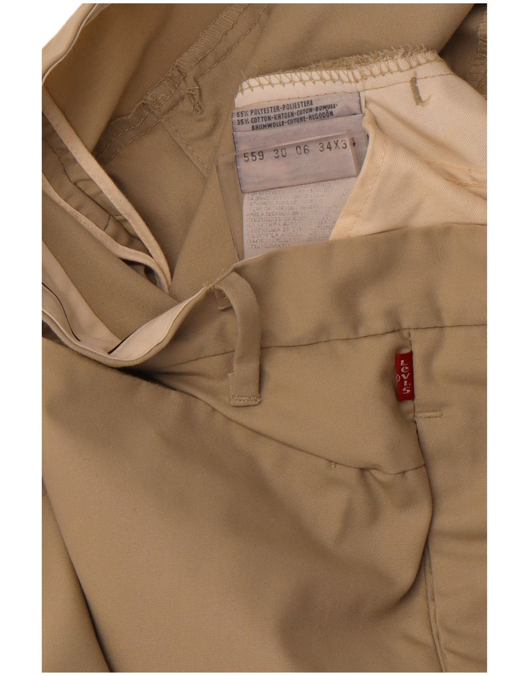 LEVI'S Pantalón chino recto para hombre W34 L34 Poliéster beige