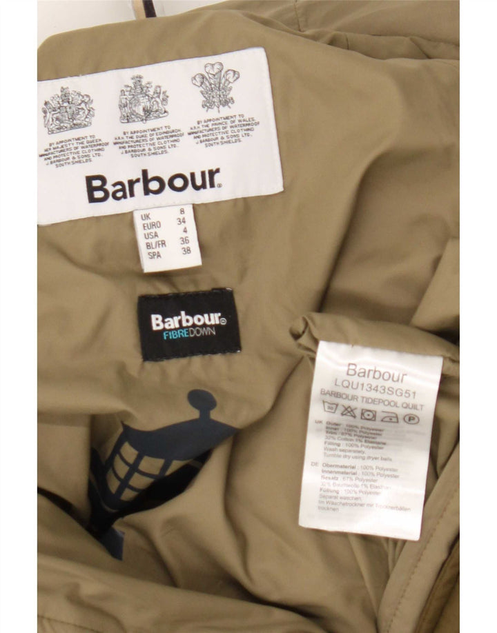 Barbour Chaqueta acolchada extragrande con capucha para mujer UK 8 Small Poliéster verde