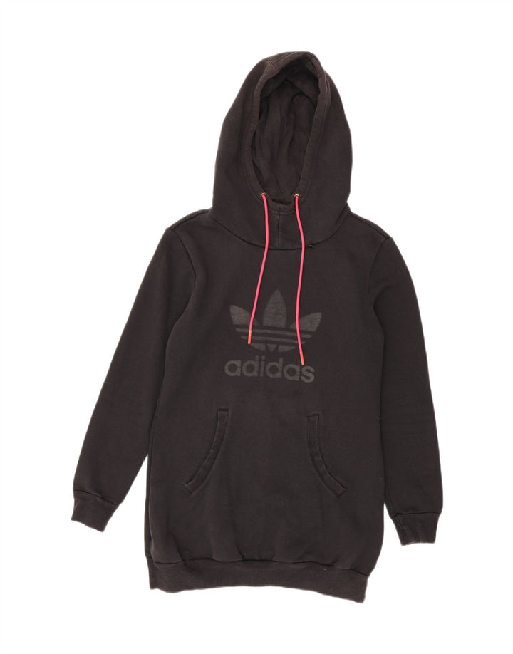 Adidas Mujer Longline Graphic Sudadera con capucha Jersey EU 42 Mediano Negro Poliéster