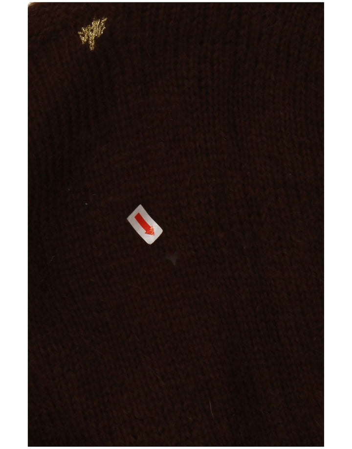 VINTAGE Mujer Cardigan Suéter Reino Unido 8 Pequeño Marrón