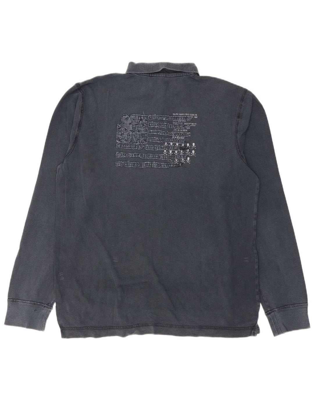 RALPH LAUREN Polo de manga larga con gráfico para hombre, talla grande, azul marino