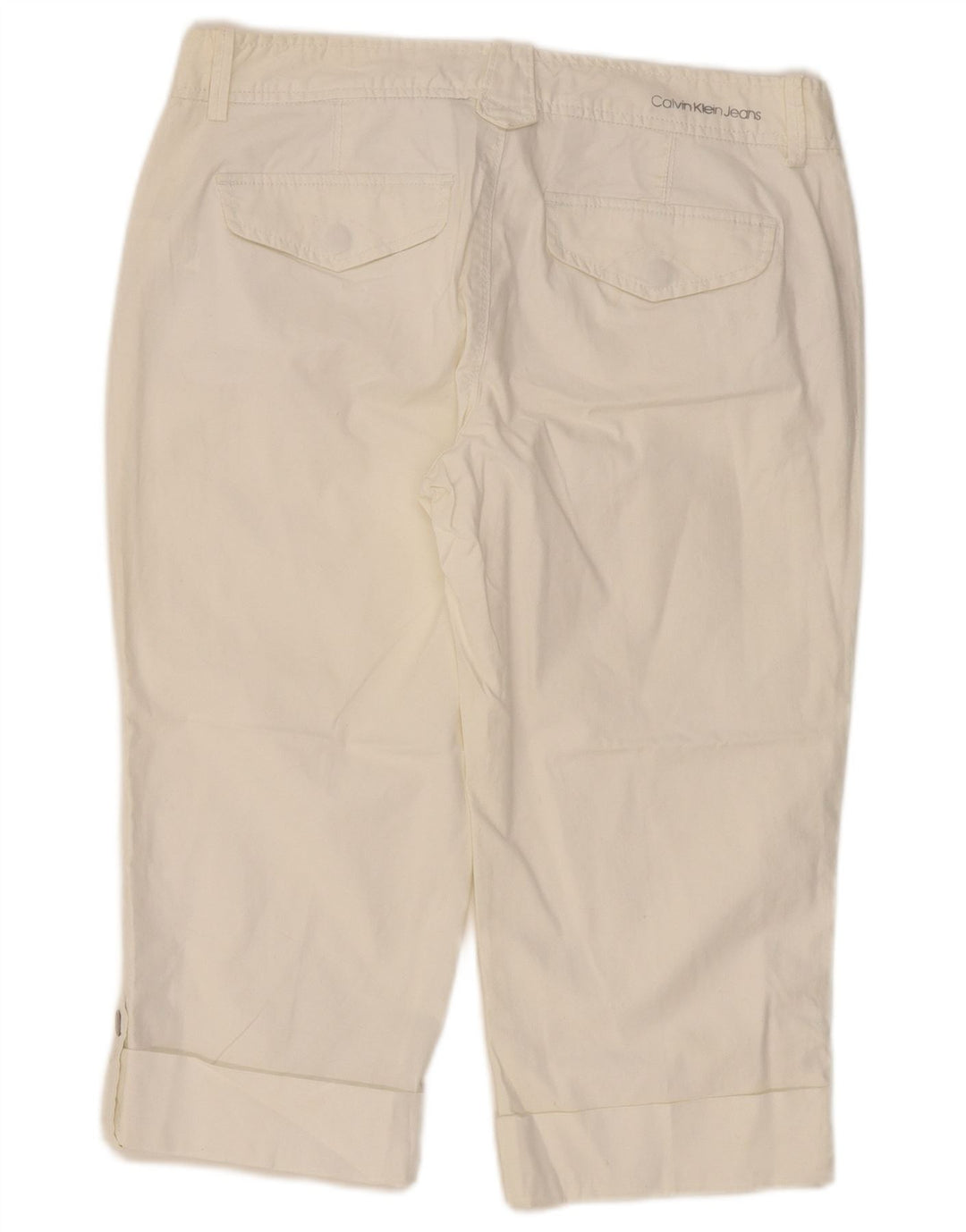 CALVIN KLEIN Pantalones capri ajustados para mujer US 12 Grande W34 L19 Blanco roto