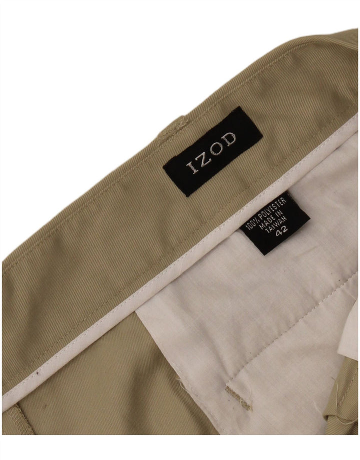 IZOD Pantalones cortos chinos pegados para hombre W42 2XL Poliéster caqui