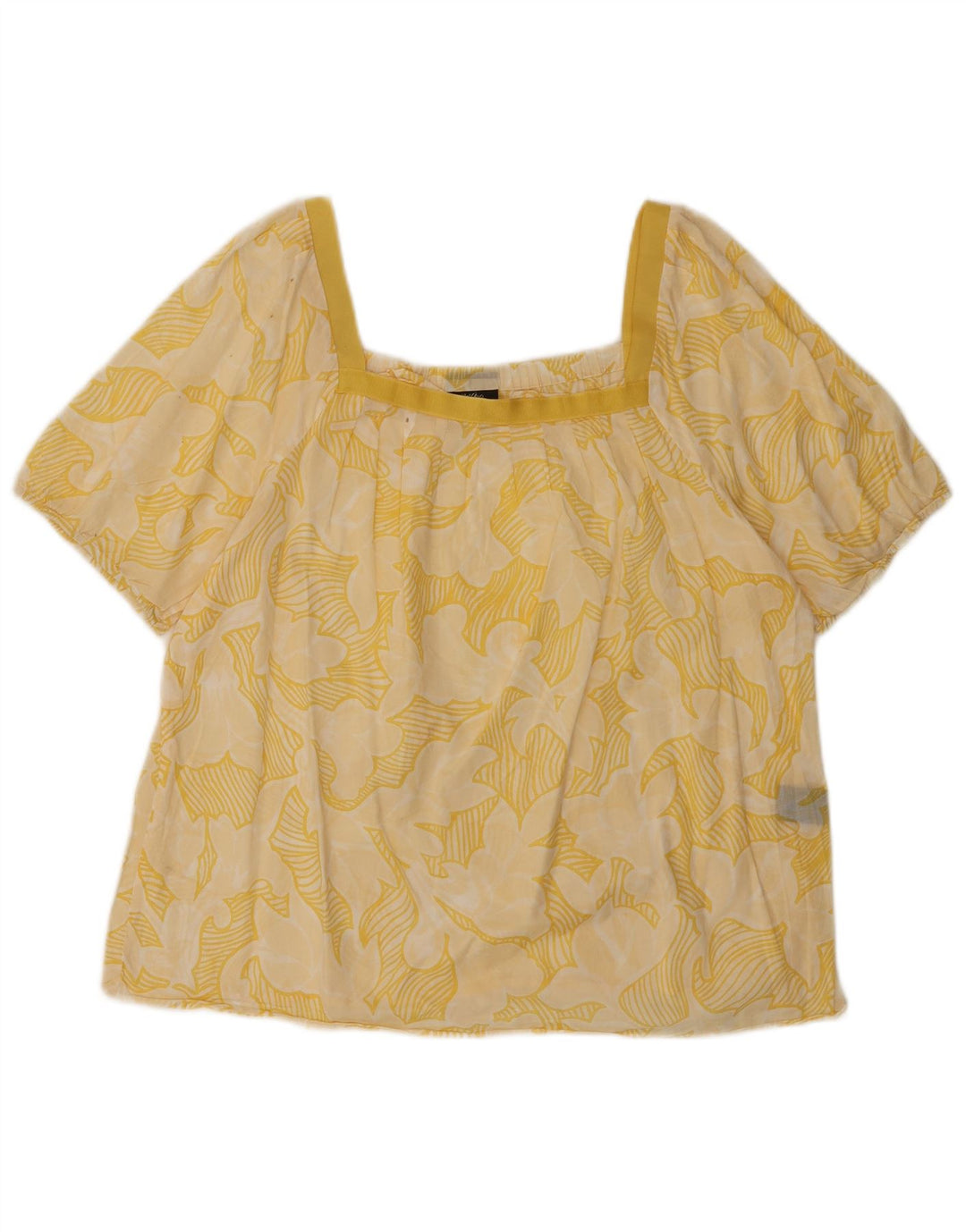 MOSSIMO Blusa corta para mujer Top UK 46 Algodón floral amarillo grande