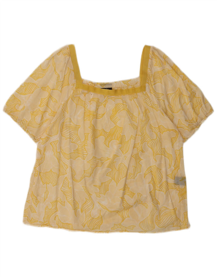 MOSSIMO Blusa corta para mujer Top UK 46 Algodón floral amarillo grande