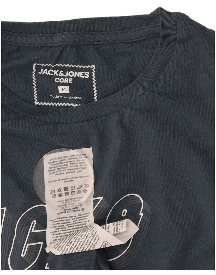 JACK & JONES Hombre Camiseta Gráfica Top Medium Azul Marino Algodón