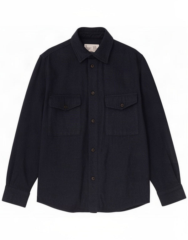Zara Camisa Franela Hombre Azul Marino Medio