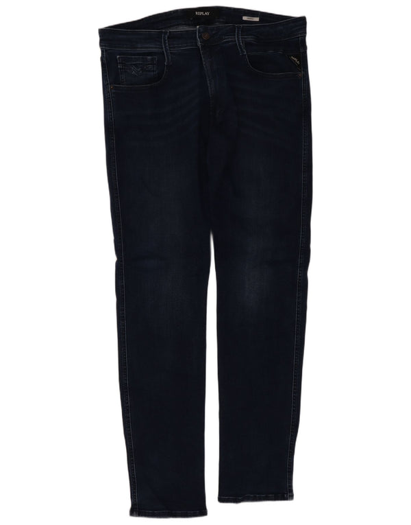 Replay Vaqueros Slim Anbass para Hombre W36 L32 Algodón Azul Marino