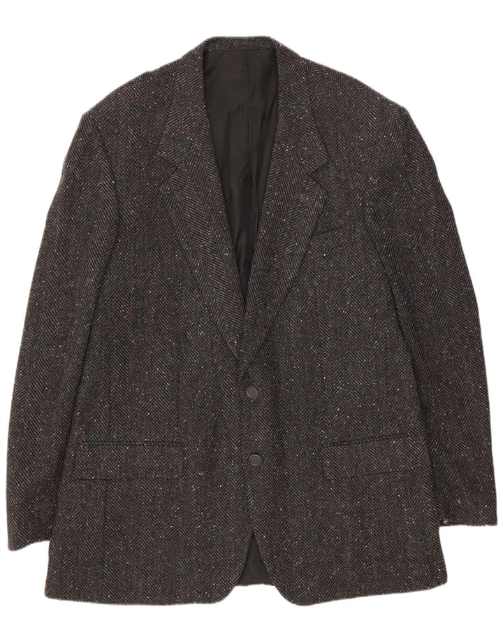 Cacharel Chaqueta tipo blazer de 2 botones para hombre IT 52 XL Lana gris en espiga