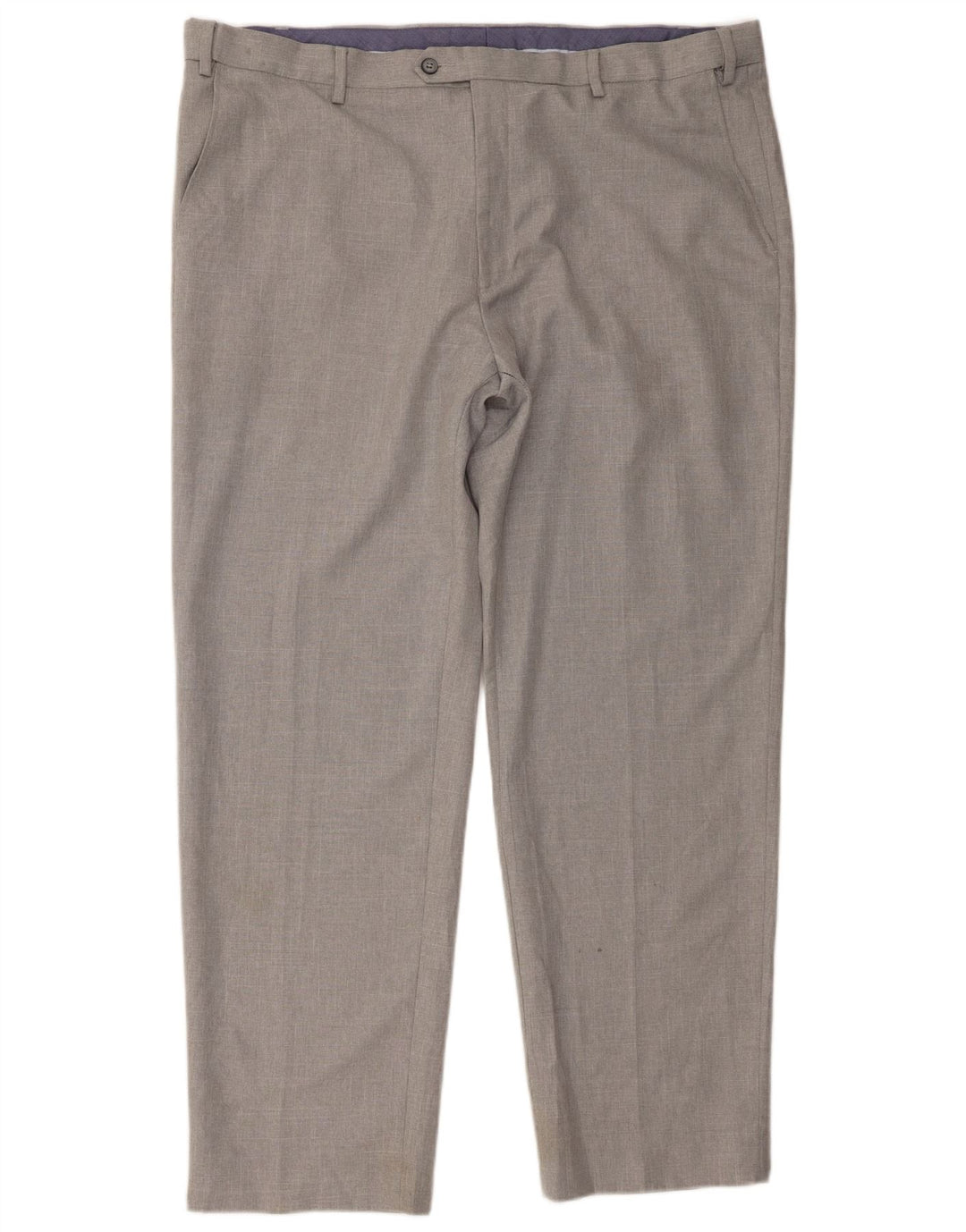 Marks & Spencer Pantalón de traje regular para hombre W42 L31 Poliéster gris