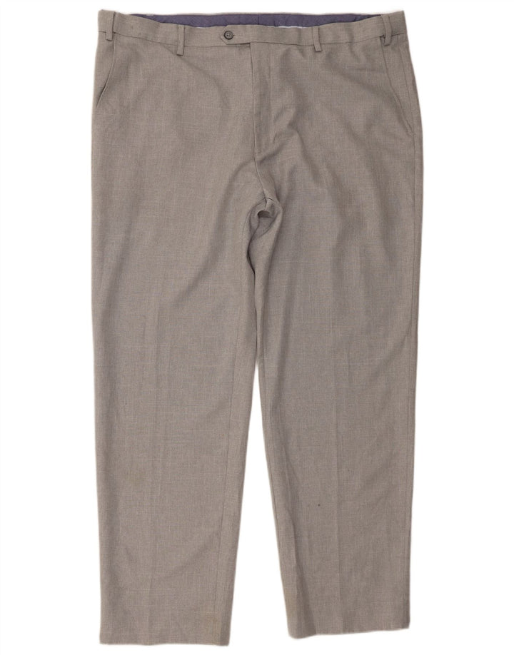 Marks & Spencer Pantalón de traje regular para hombre W42 L31 Poliéster gris