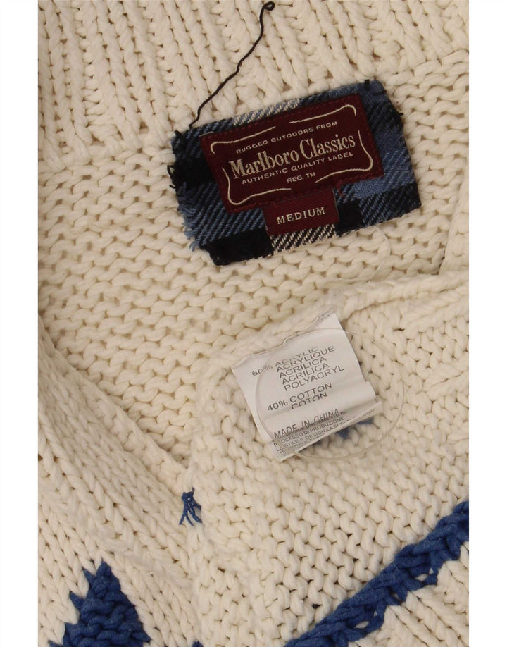 Marlboro Classics - Cárdigan para hombre, color blanco roto, estilo Fair Isle Retro