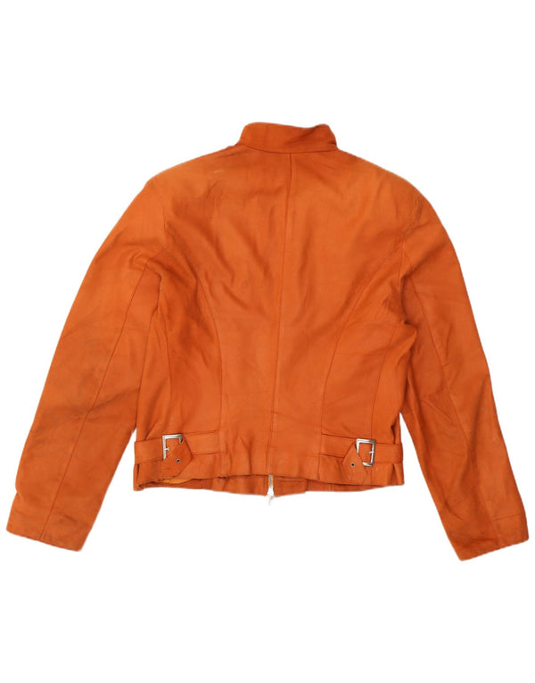 Vintage mujer crop chaqueta de cuero IT 44 cuero naranja medio