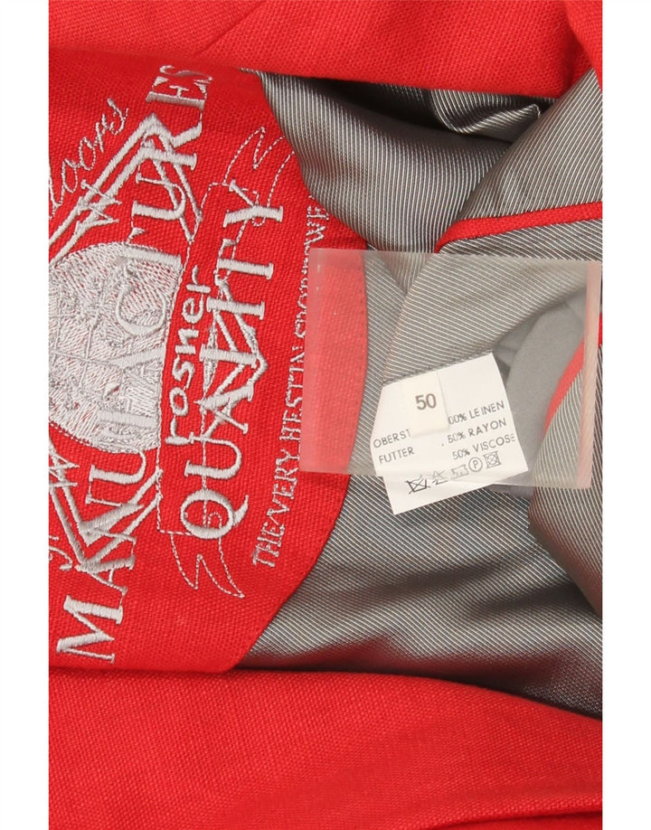 Vintage hombres 2 botones Blazer chaqueta IT 50 lino rojo grande