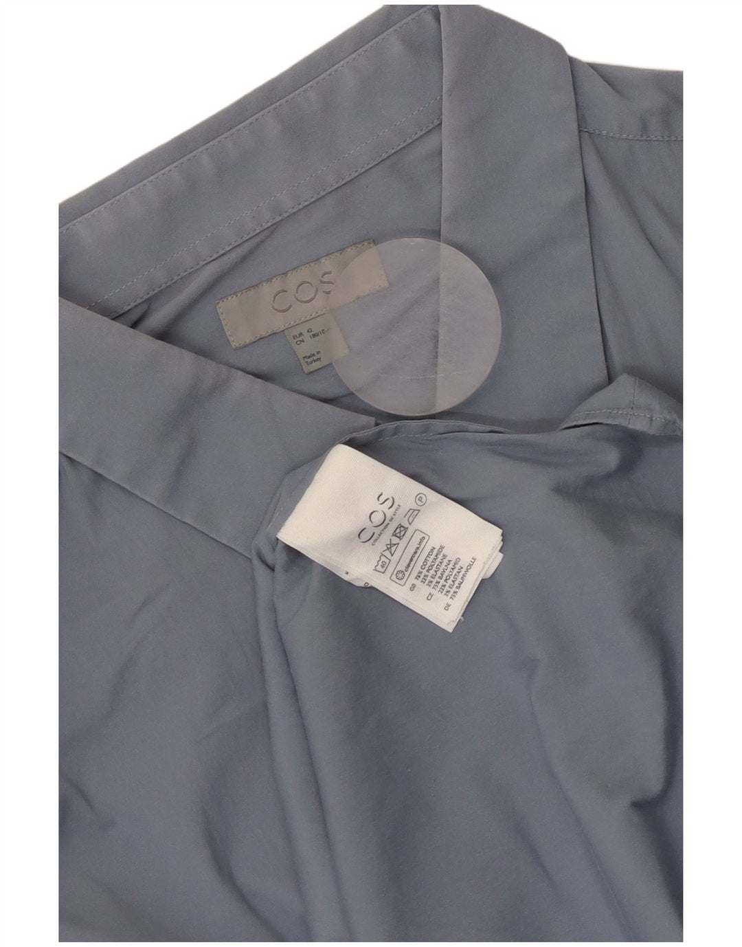 Camisa Cos para hombre talla 42 algodón azul grande