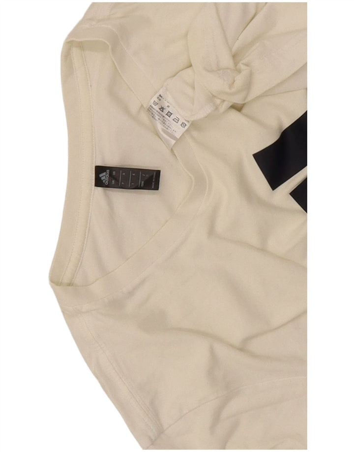Adidas Hombre Camiseta Gráfica Top Mediano Blanco