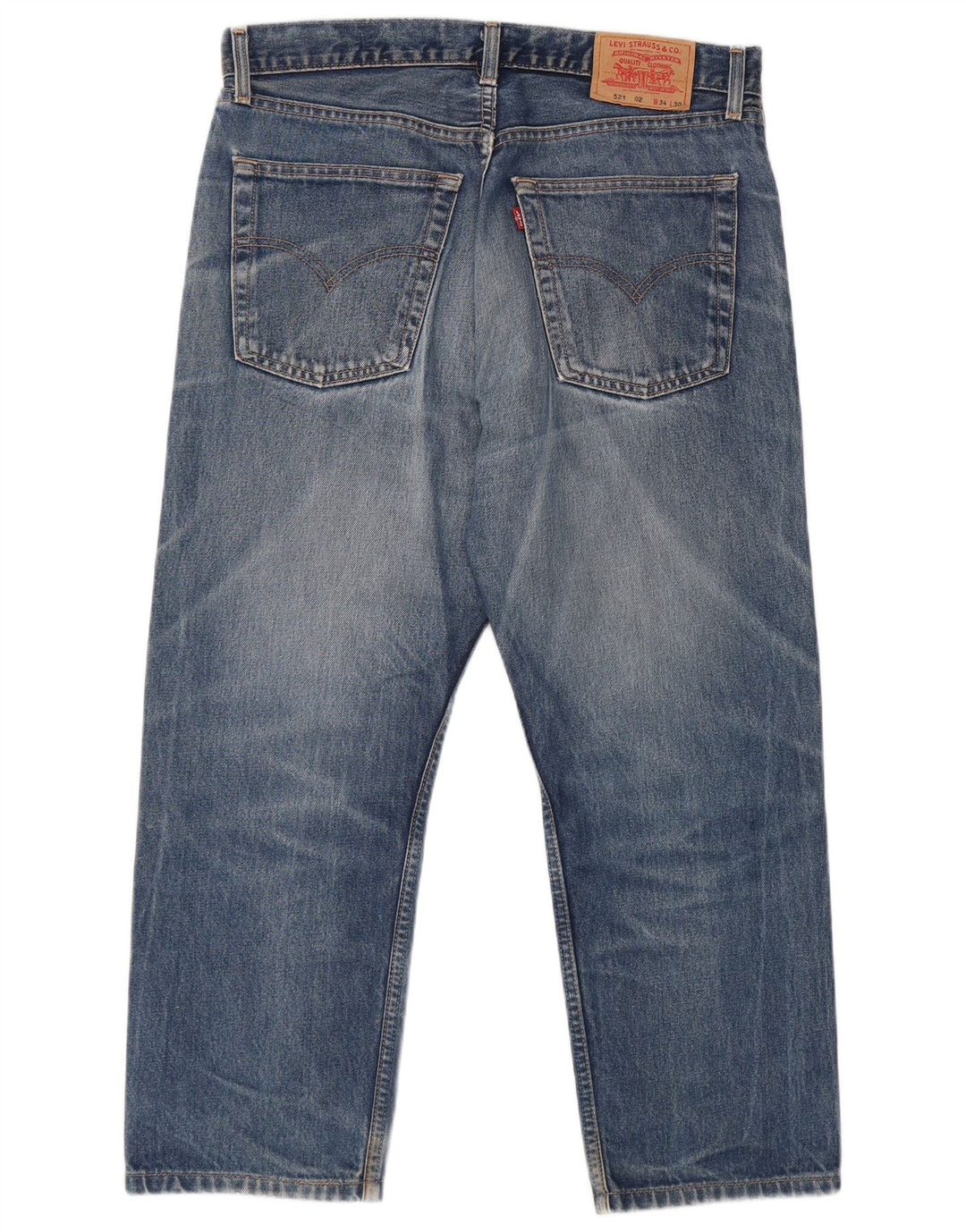 Levi's Hombre 521 Slim Tapered Cropped Jeans W34 L25 Algodón Azul