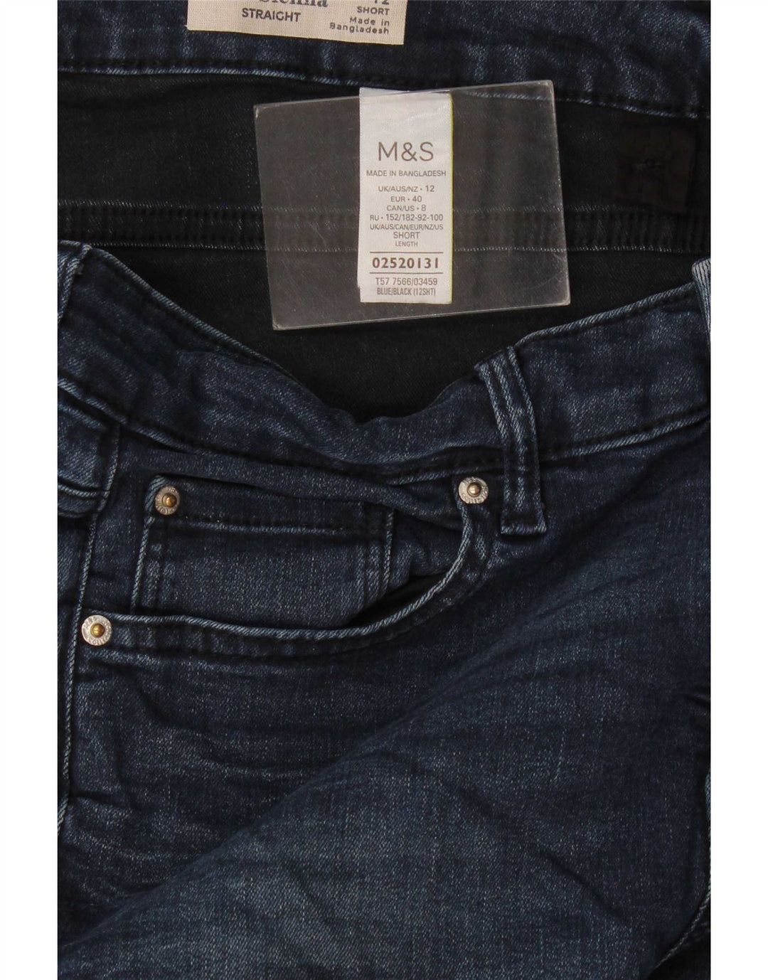Marks & Spencer Vaqueros Rectos para Mujer UK 12 Medium W30 L28 Azul Marino