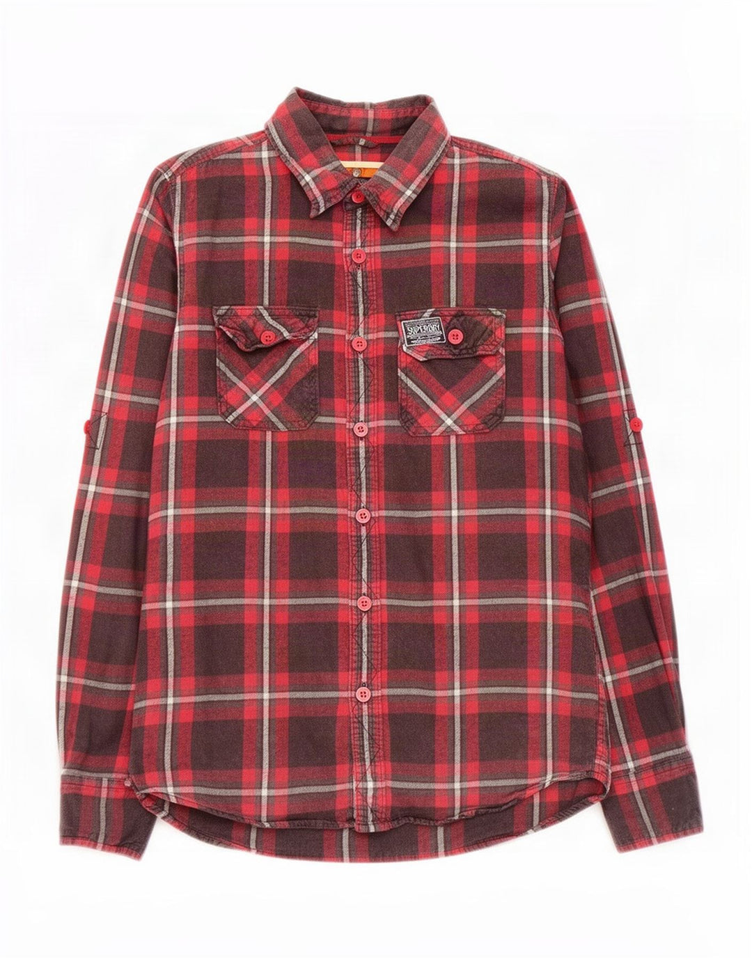 Superdry Camisa De Franela De Algodón Con Cuadros Rojos Grandes