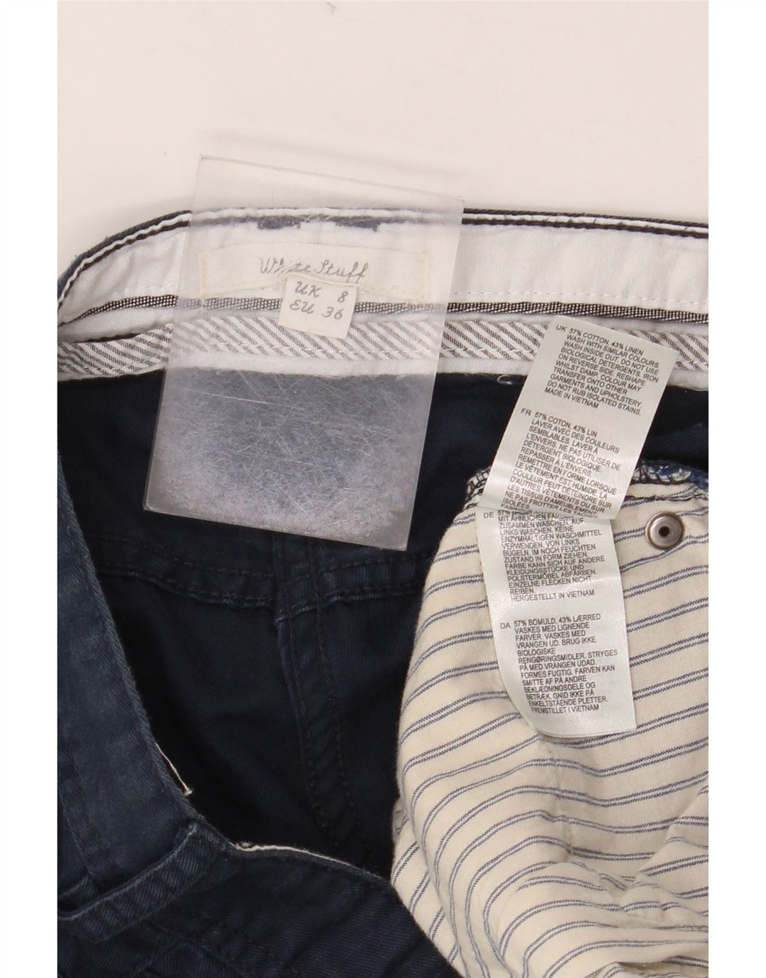 WHITE STUFF Pantalones cortos casuales para mujer UK 8 Small W32 Azul marino Algodón