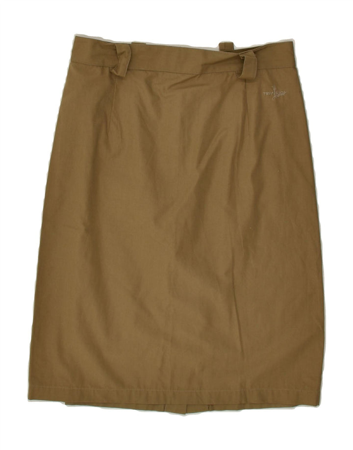 TRUSSARDI Womens Midi Skirt IT 44 Medium W26  Khaki | Vintage Trussardi | Thrift | Second-Hand Trussardi | Used Clothing | Messina Hembry 