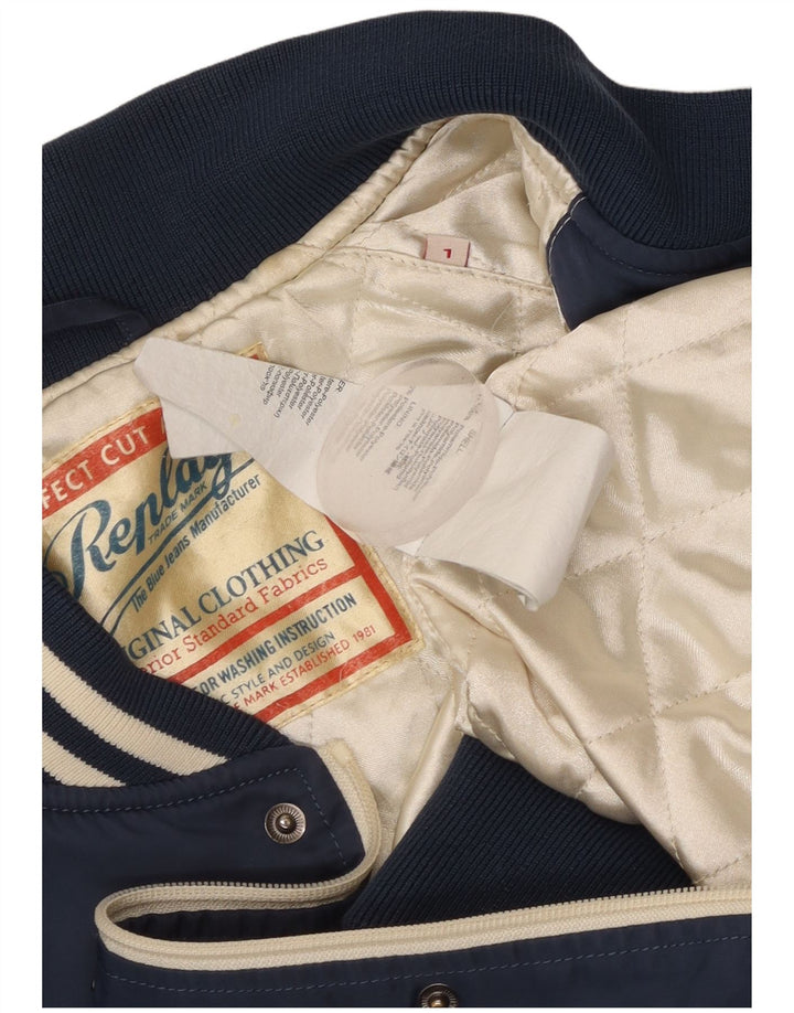 Replay Chaqueta universitaria gráfica para hombre UK 40 Large Azul marino Colorblock