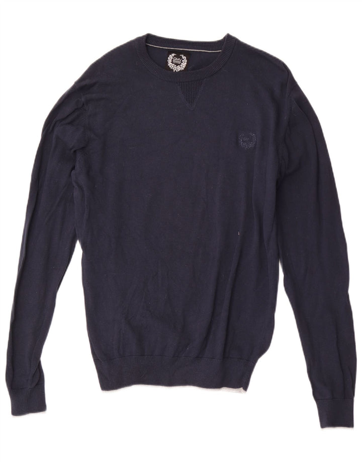 Gianmarco Venturi Jersey de cuello redondo para hombre, color azul marino mediano