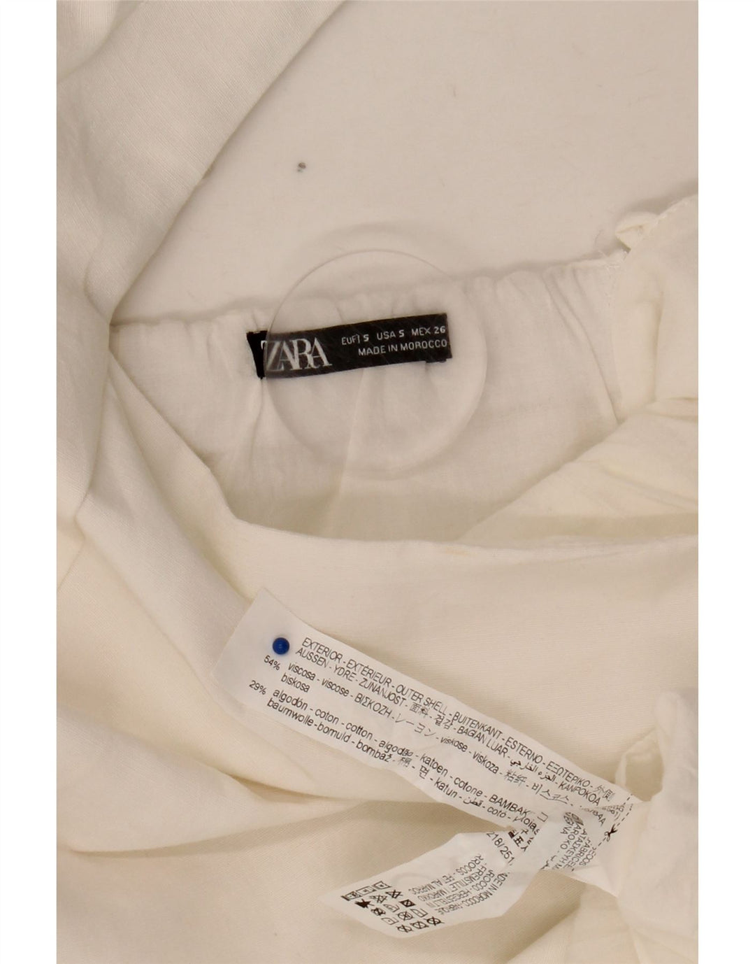 Zara Mujer Vestido Tubo UK 8 Small Viscosa Blanca
