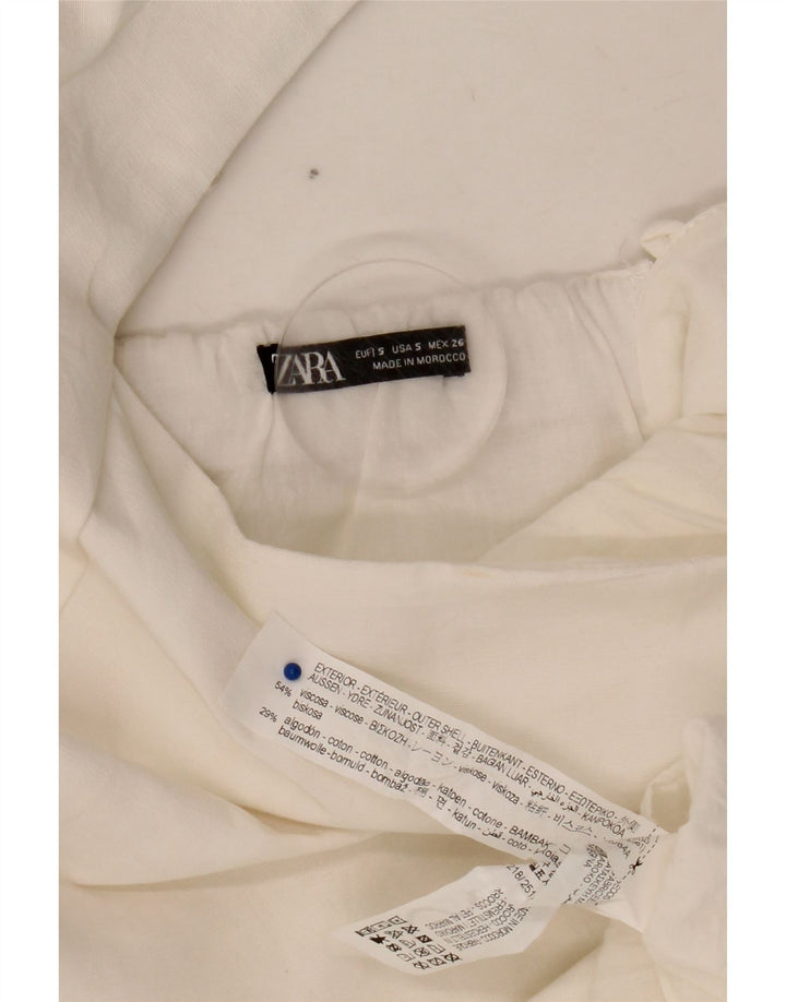 Zara Mujer Vestido Tubo UK 8 Small Viscosa Blanca