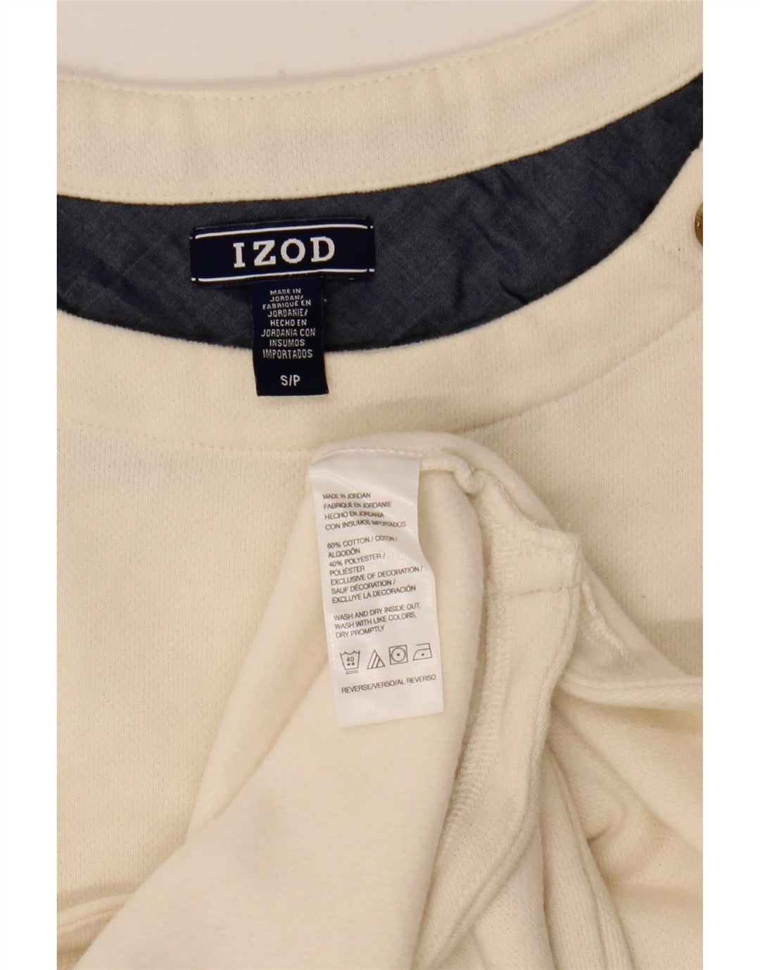 Izod Top Mujer Manga Larga UK 10 Small Algodón Blanco