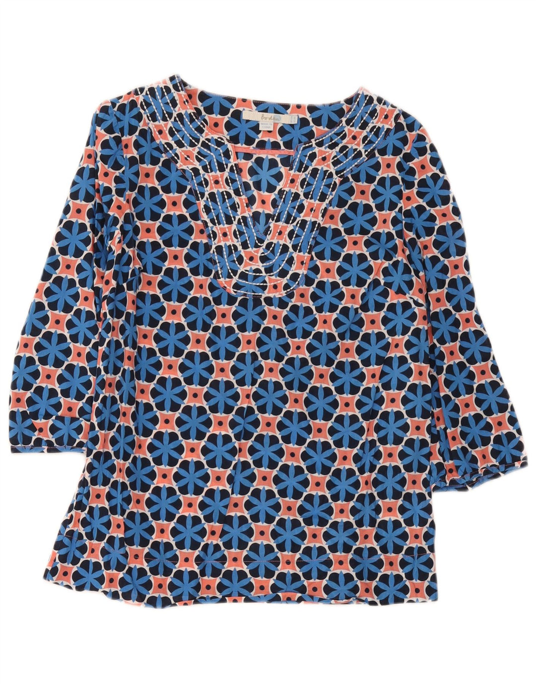 Boden Top tipo túnica de manga 3/4 para mujer UK 40 Mediano Multicolor Geométrico