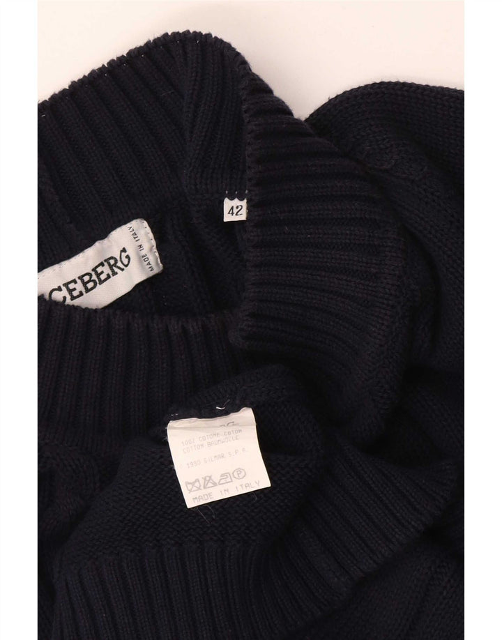 Iceberg Jersey De Cuello Alto Para Mujer IT 42 Medium Azul Marino Algodón