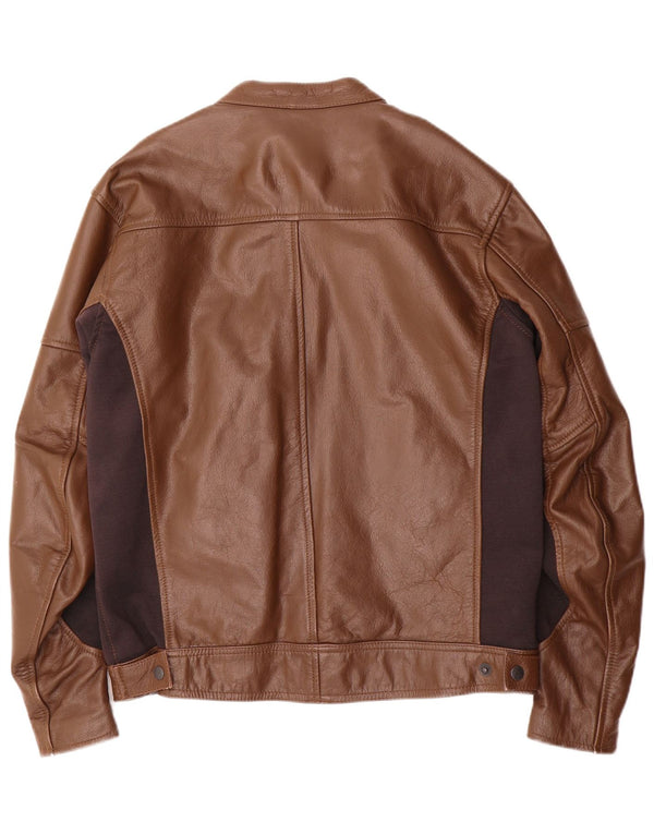Course Chaqueta de cuero para hombre UK 38 Cuero color block marrón medio