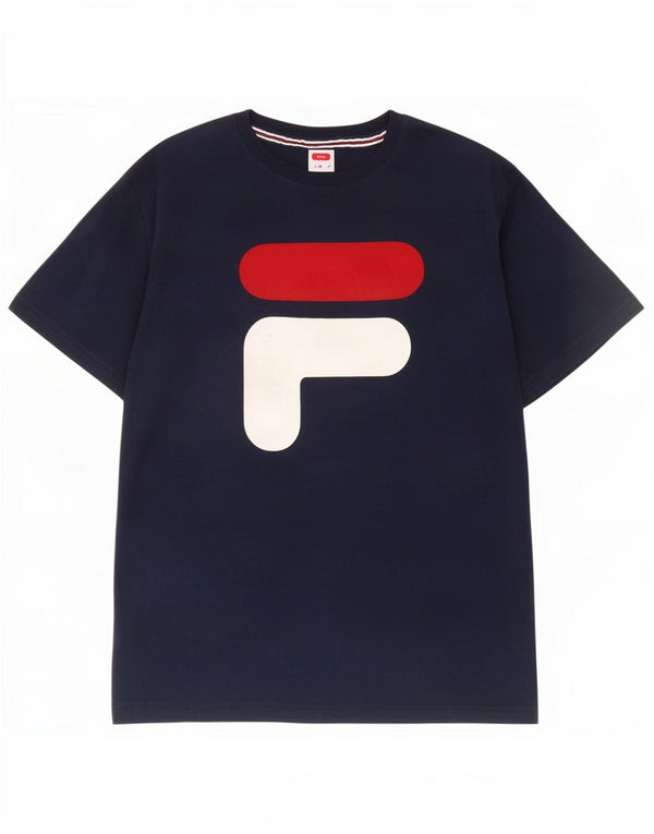 Fila Camiseta gráfica de tenis para hombre Top Small Azul marino Algodón