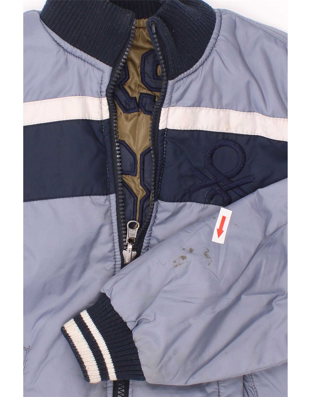 Benetton Chaqueta Acolchada Con Estampado De Niños 7-8 Años Azul Medio Colorblock