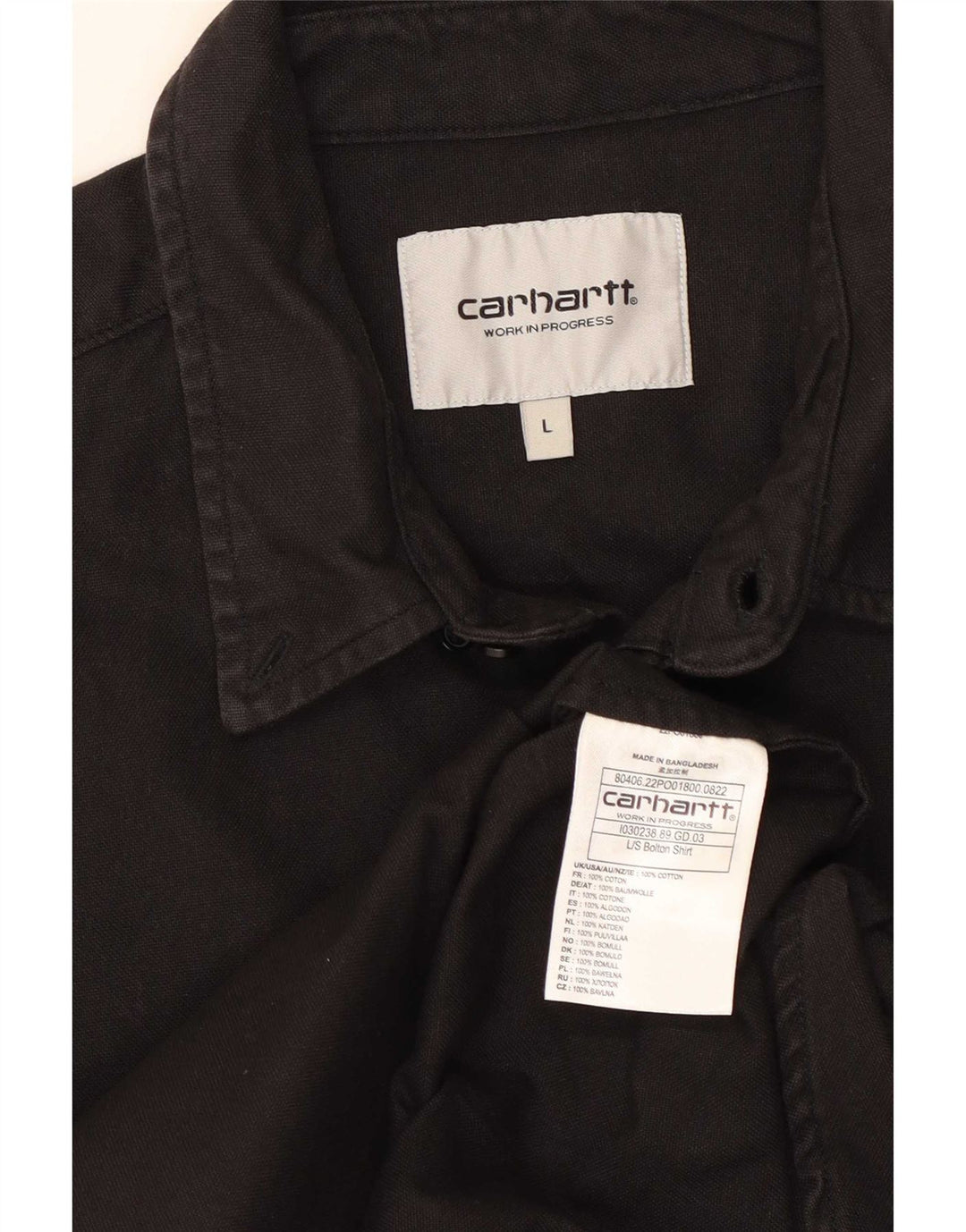 Camisa Carhartt Hombre Grande Algodón Negro