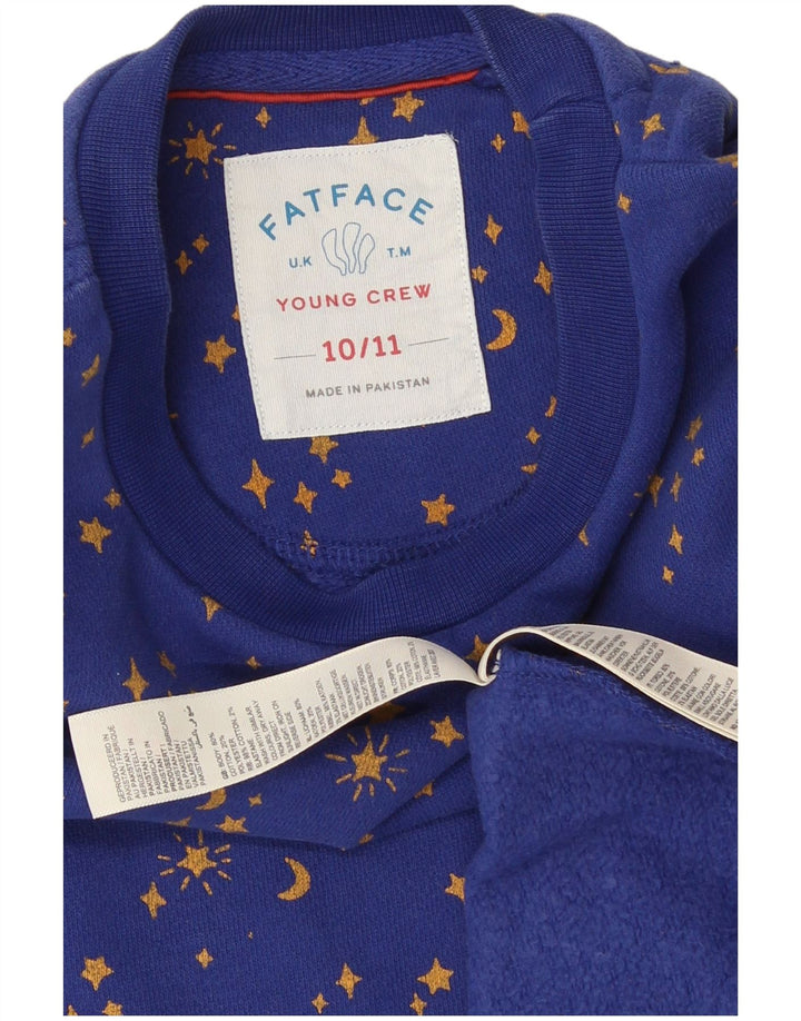 Fat Face Vestido básico de manga larga con estampado abstracto para niña 10-11 años Azul