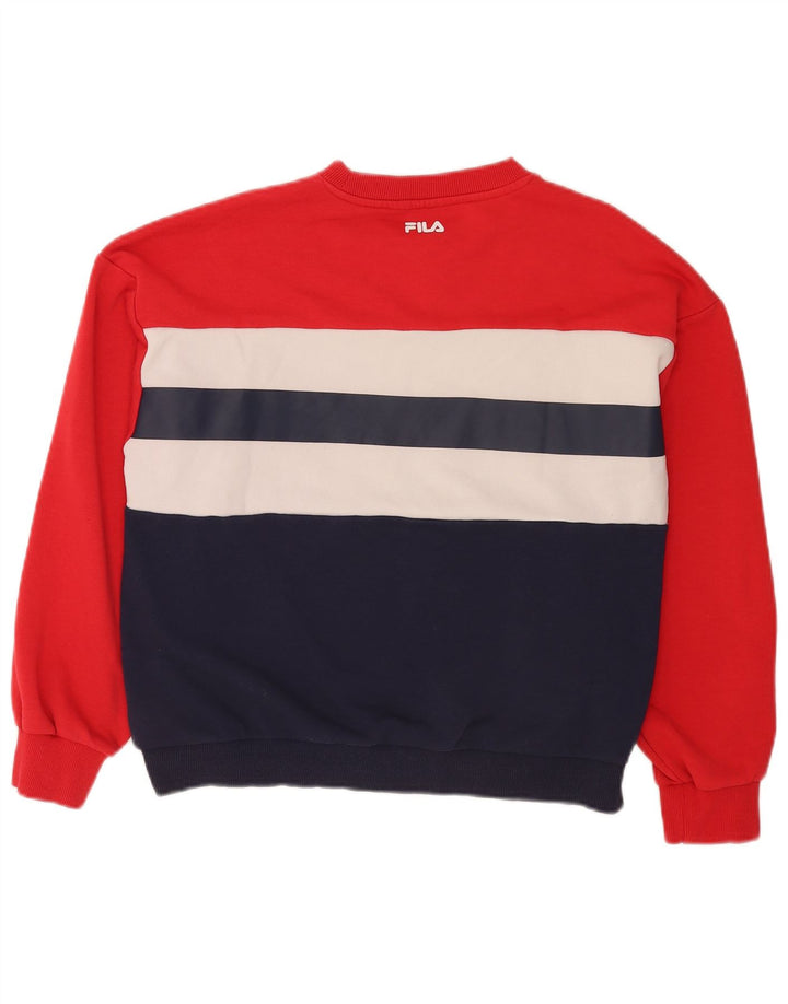 Fila - Sudadera gráfica para mujer (talla 40), algodón color block mediano, color rojo