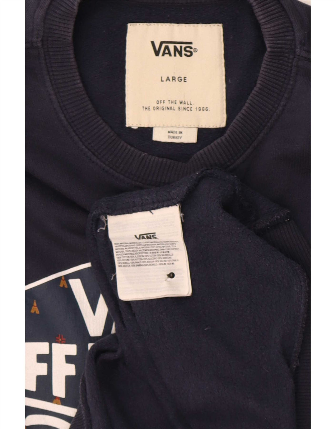 Vans Hombre Sudadera Gráfica Jumper Large Azul Marino Algodón