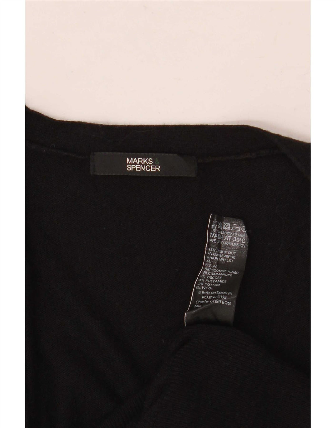 Marks & Spencer Suéter tipo cárdigan largo para mujer UK 8 Small Viscosa negra