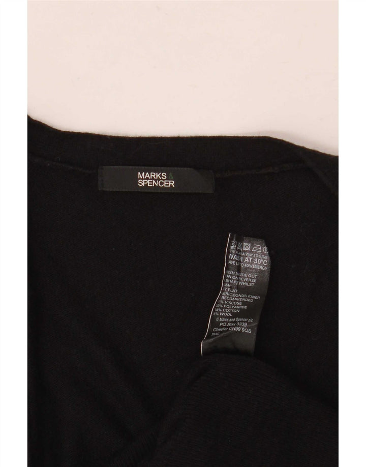 Marks & Spencer Suéter tipo cárdigan largo para mujer UK 8 Small Viscosa negra