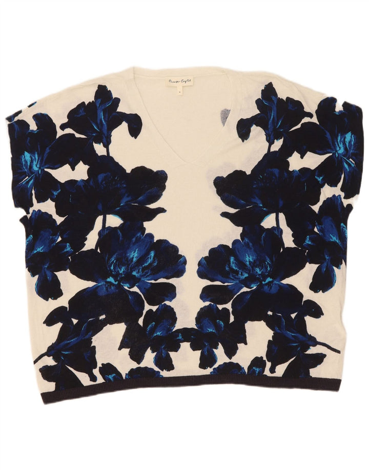 Phase Eight Blusa extragrande para mujer UK 44 Viscosa floral blanca mediana