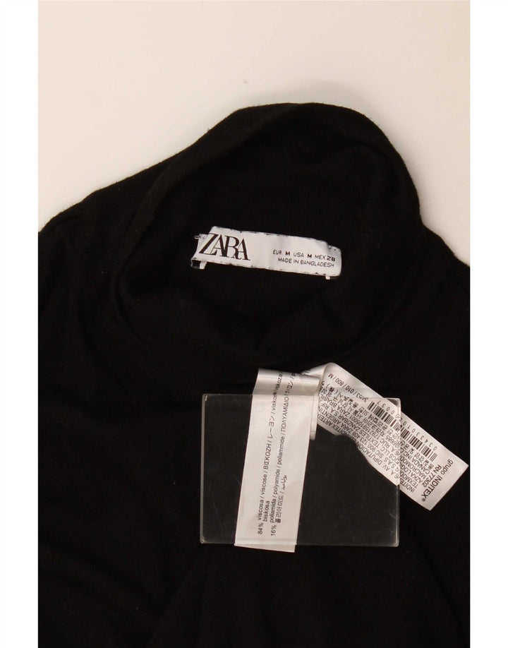 Zara - Jersey con cuello vuelto para mujer, talla 40, talla M, viscosa negra