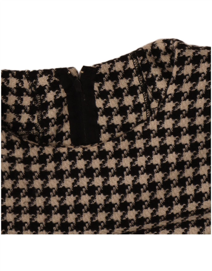 Vintage mujer vaina vestido Reino Unido 12 mediano negro pata de gallo