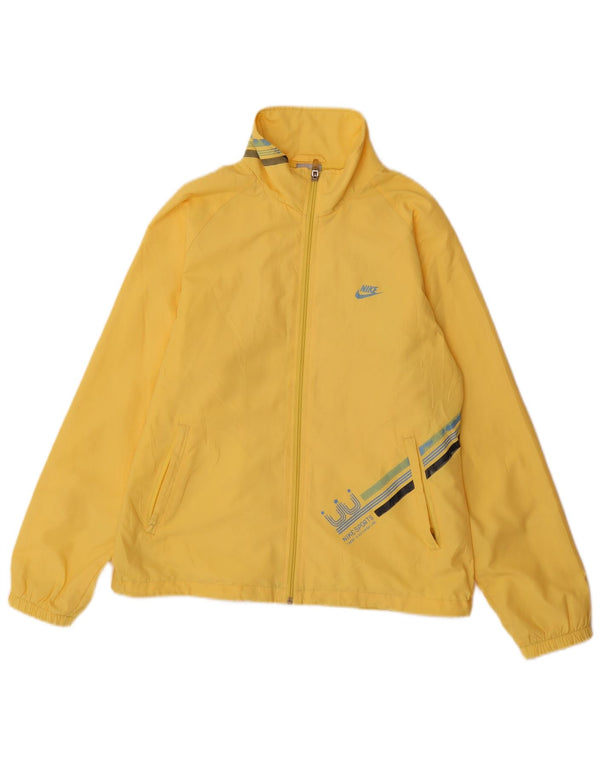 NIKE Chaqueta impermeable gráfica para mujer UK 12 Medium Yellow Nylon